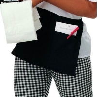 A. Black full zip multi pocket apron