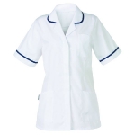 White round neck tunic & Navy trim