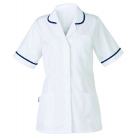 White round neck tunic & Navy trim