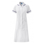 White round collar dress with coloured trim